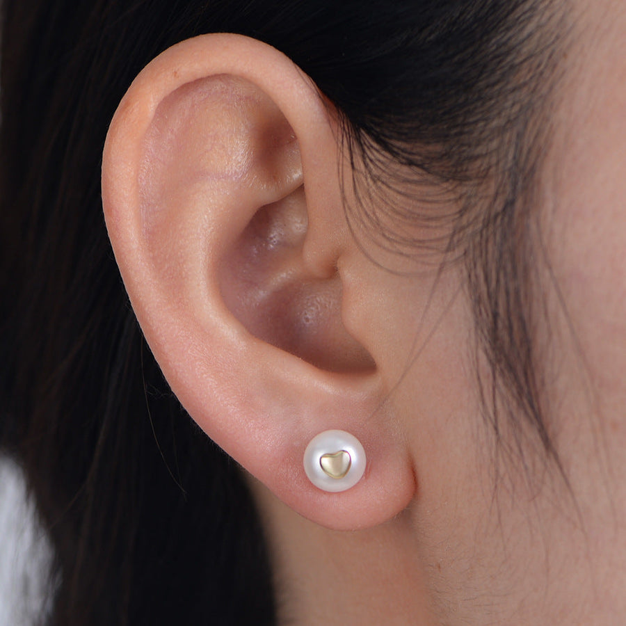 Heart Natural Pearls Sterling Silver Stud Earrings Carly Jewelry