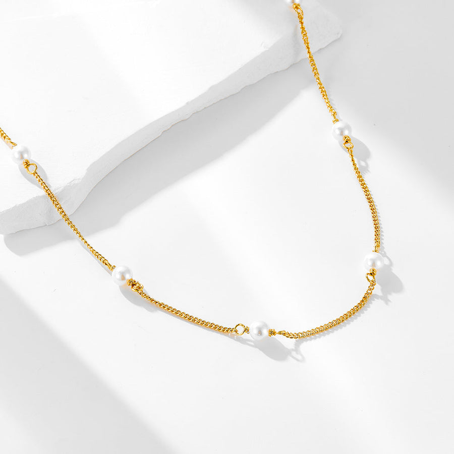 Vintage Layered Sterling Silver Necklace in Golden Color shine of diamond