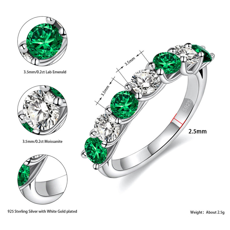 Two Tone Half Eternity Moissanite Silver Band Carly Jewelry