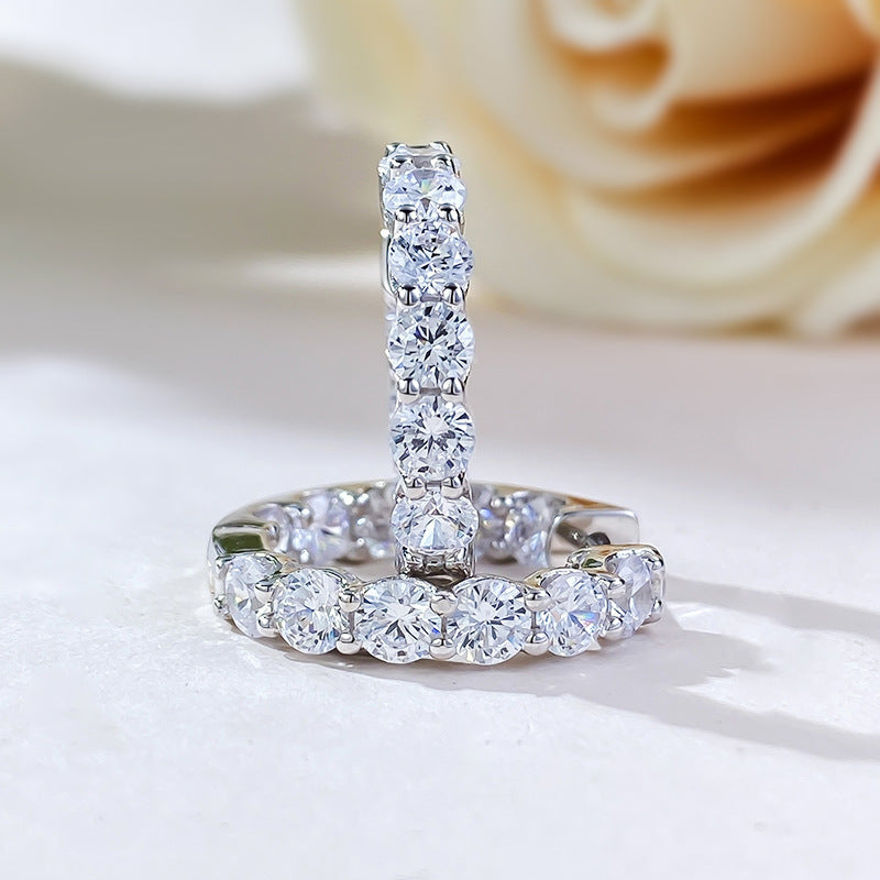 Stunning Sterling Silver Hoop Earrings Shine of Diamond