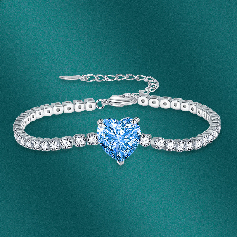 Sweet Heart Cut Tennis Bracelet In Silver Tone Dazzleyesjewelry