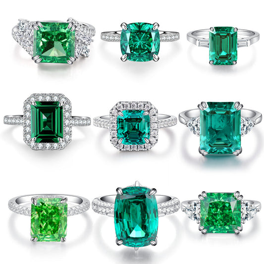 Green Collection Engagement Ring in Sterling Silver Shine of Diamond