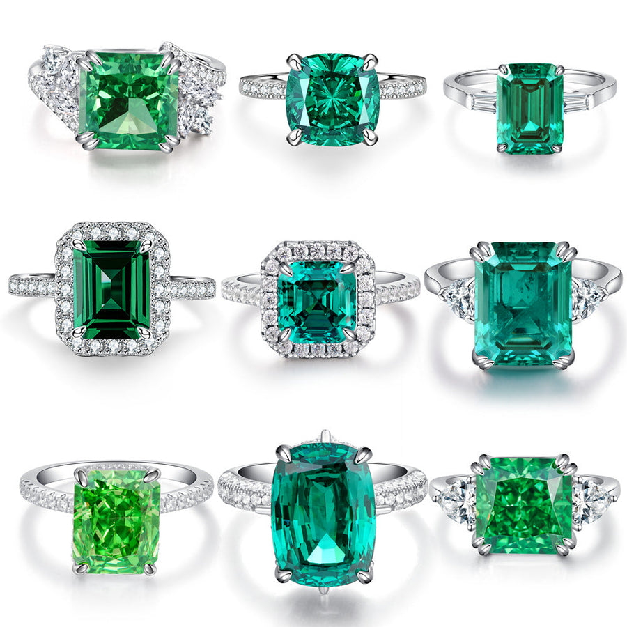 Green Collection Engagement Ring in Sterling Silver Shine of Diamond