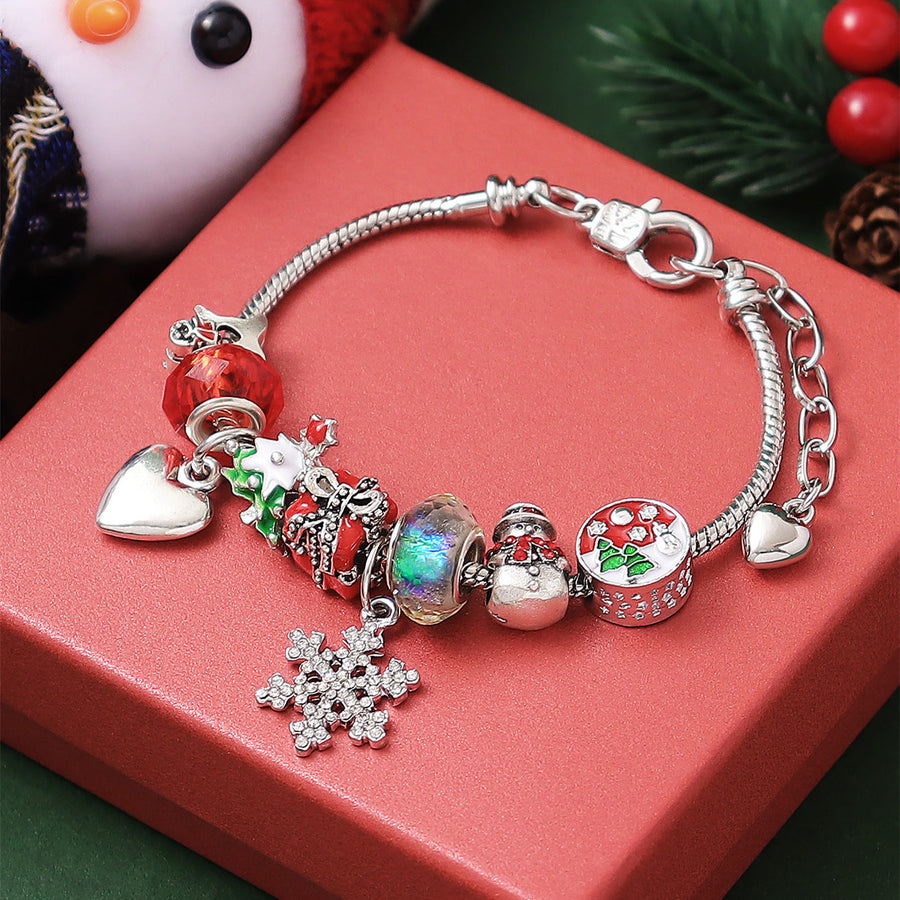 Christmas Tree Snowman Beaded Bracelet Shine of Diamond