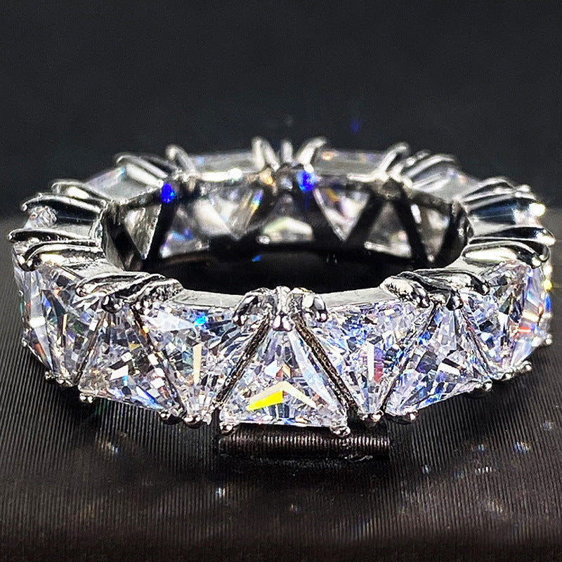 Full Eternity Triangle Gemstone Wedding Band in 925 Sterling Silver Shine of Diamond