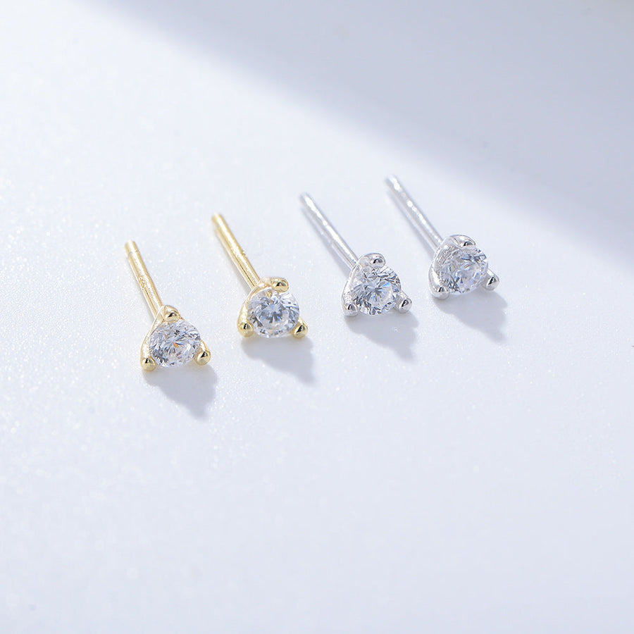 3 Prog Stud Earrings in Sterling Silver Shine of Diamond