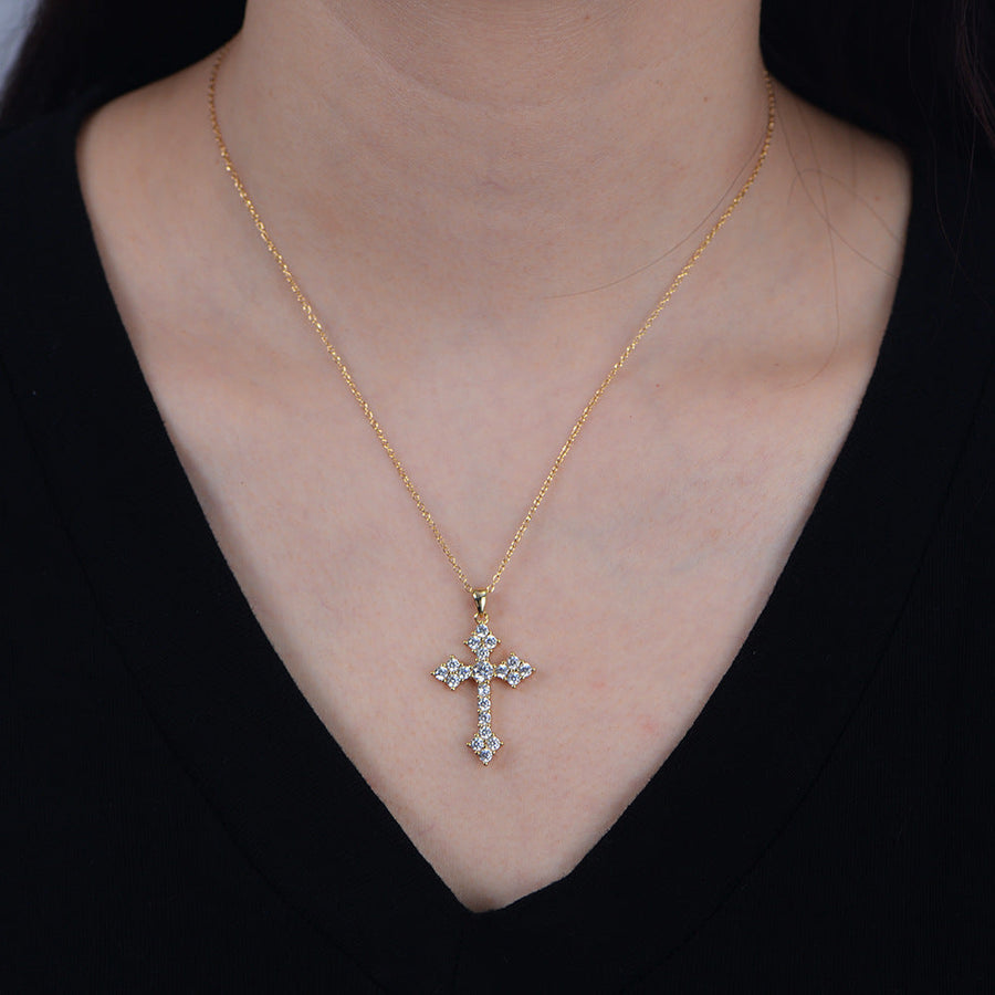 Stunning Cross Sterling Silver Pendant Necklace Shine of Diamond
