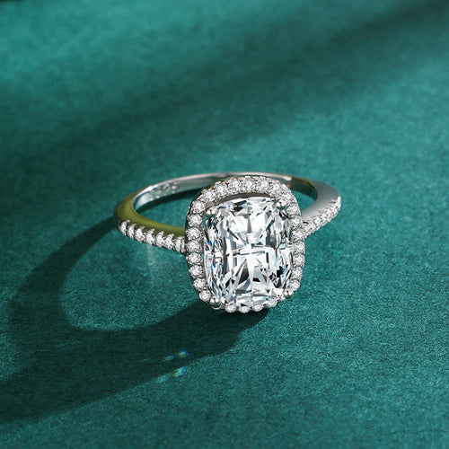 3ct Radiant Cut Halo Engagement Ring in Sterling Silver Shine of Diamond