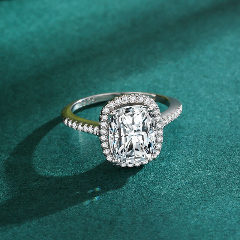 3ct Radiant Cut Halo Engagement Ring in Sterling Silver Shine of Diamond