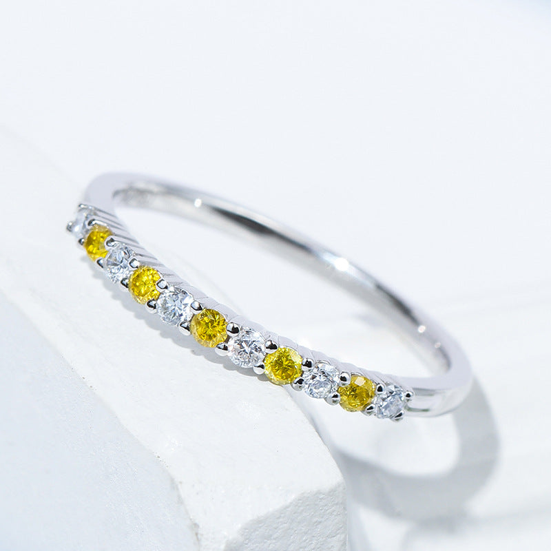 Two Tone Design 18k White Gold Plated Band Shine of Diamond