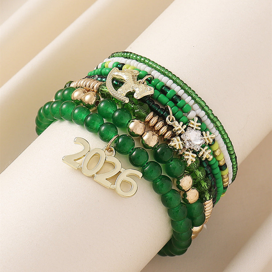 2026 Year of the Horse Zodiac Beaded Stacking Bracelet Set Shine of Diamond