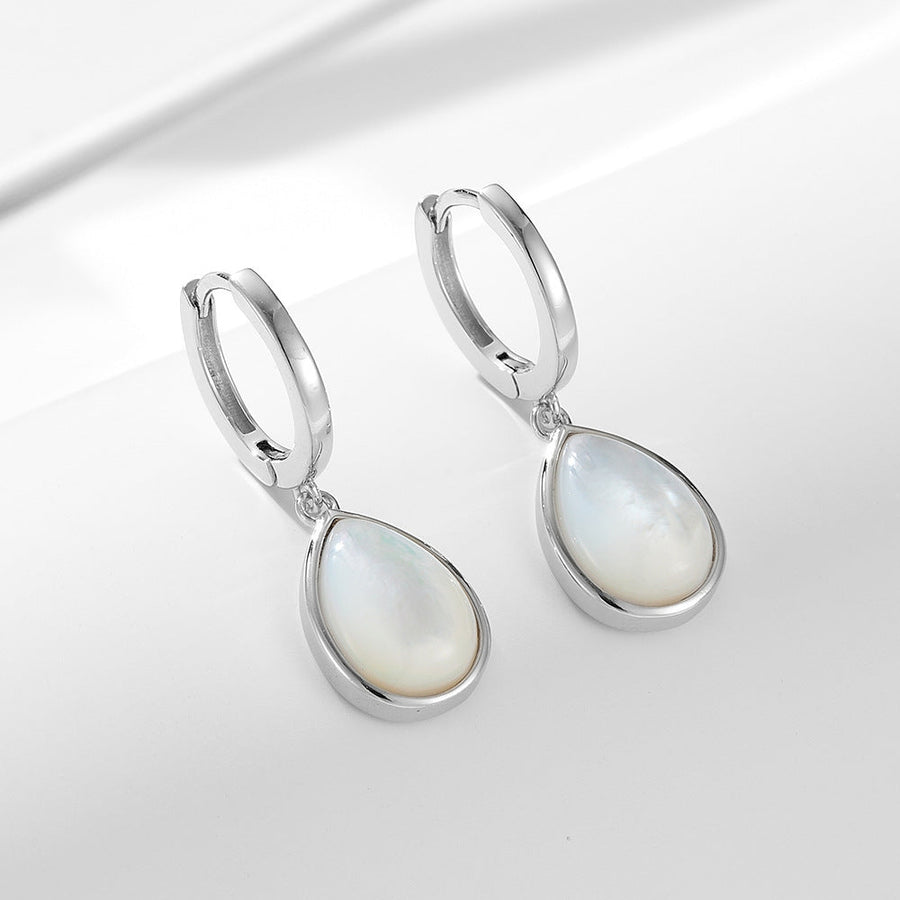 Pear Shape Design Natural Shell Hoop Earrings Carly Jewelry