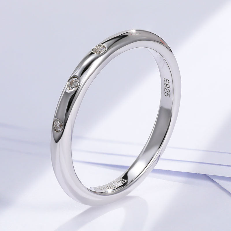 Classic Moissanite 18k White Gold Plated Band Carly Jewelry