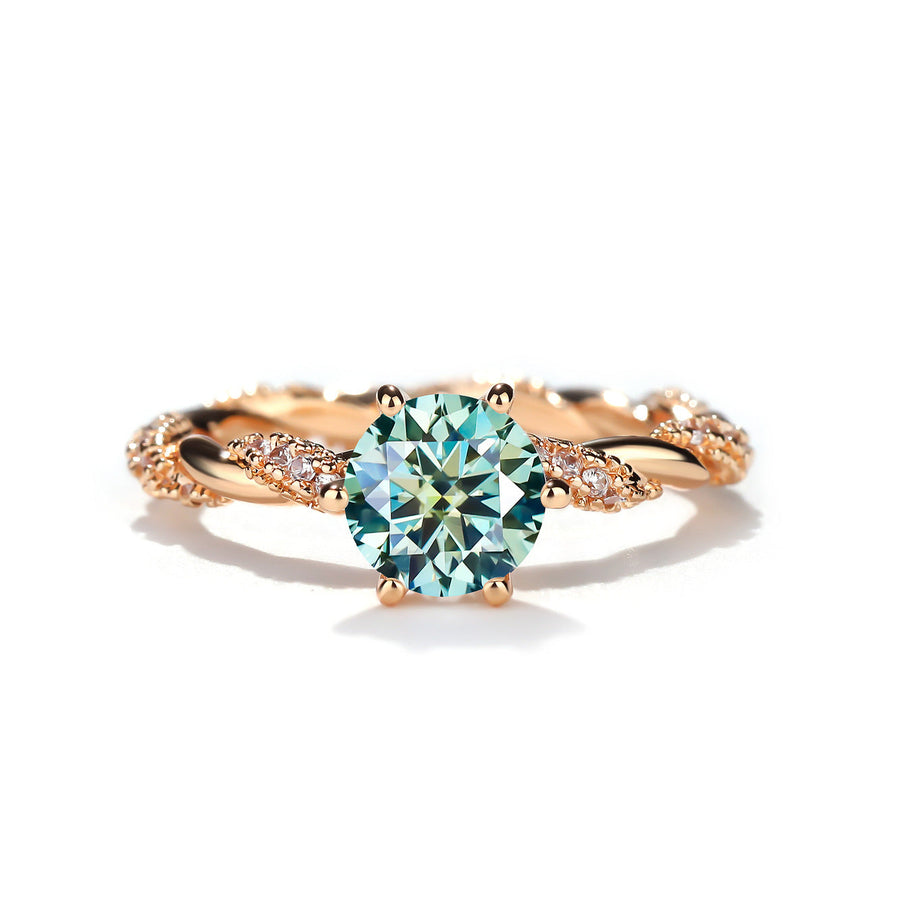 1 Carat Moissanite Twist Engagement Ring in Sterling Silver Shine of Diamond