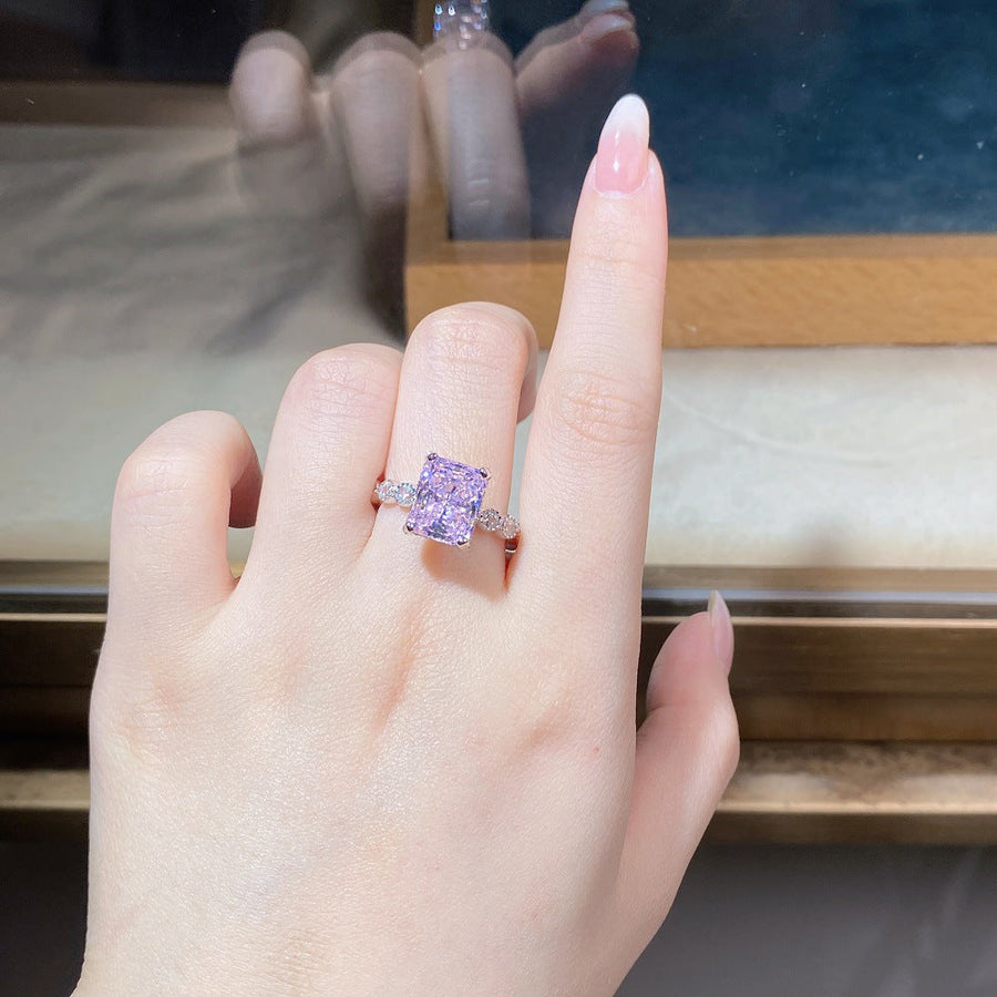 Pink Collection- Sterling Silver Engagement Ring Shine of Diamond