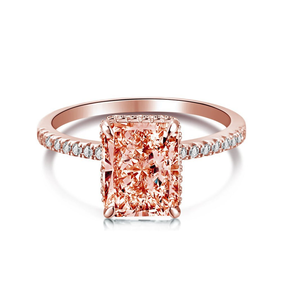 Elegant Rose Golden Engagement Ring in 925 Sterling Silver shine of diamond