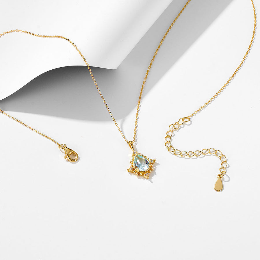 Luxury Pear Shape Topaz Pendant Neckalce Shine of Diamond