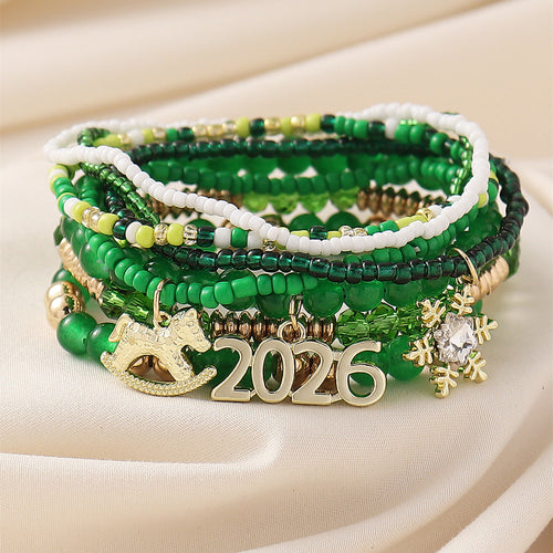 2026 Year of the Horse Zodiac Beaded Stacking Bracelet Set Shine of Diamond