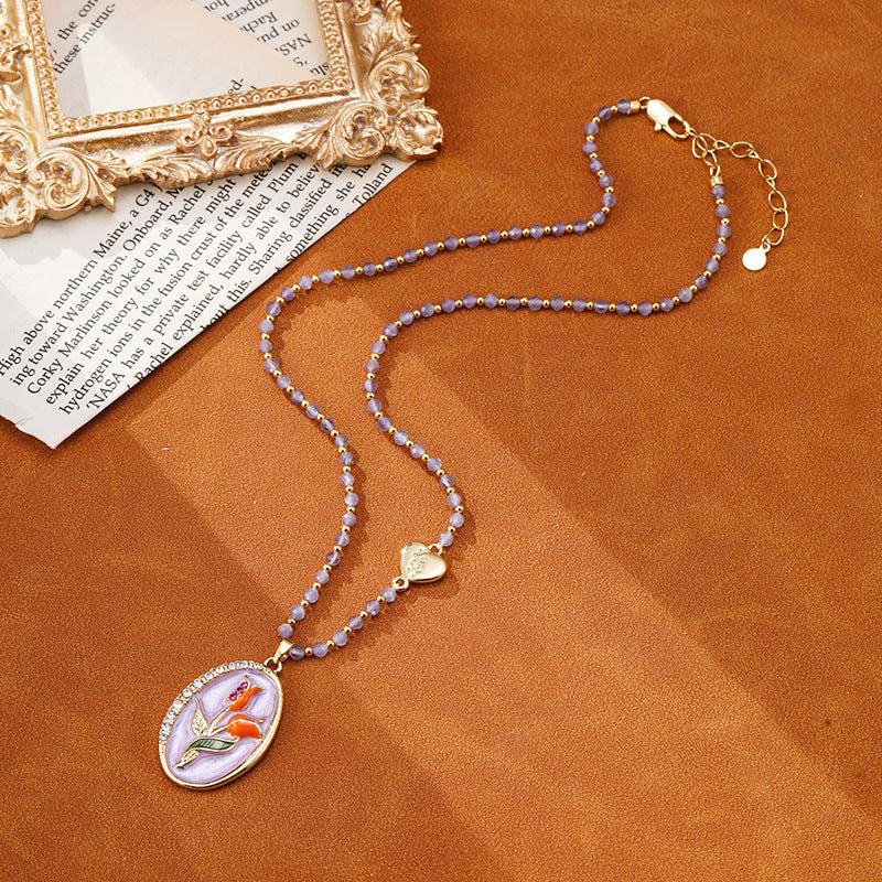 Tulip Cat's Eye Beaded Necklace For Women Carly Jewelry