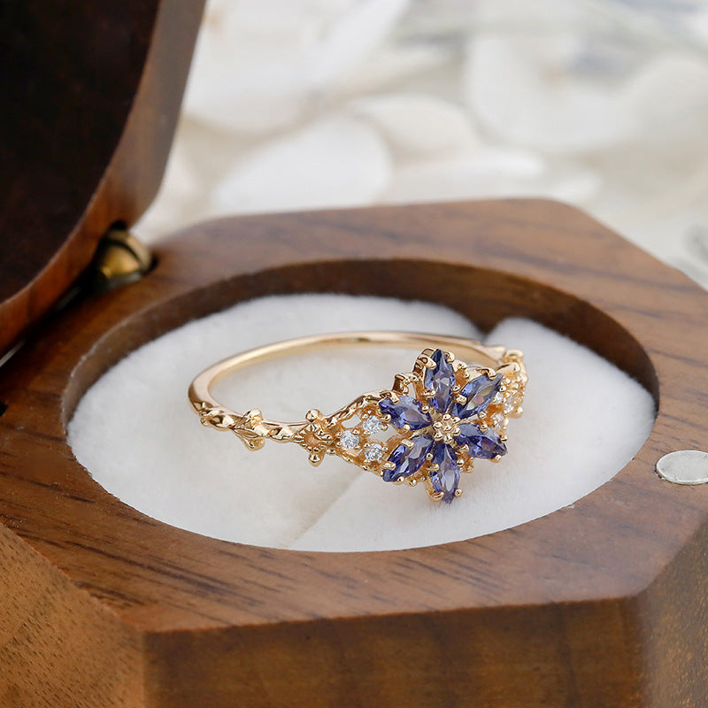 Flower Design 14K Gold Plated Ring Carly Jewelry