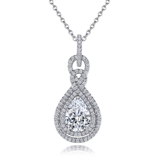 Halo Pear Cut Infinity Pendant Necklace Shineofidamond