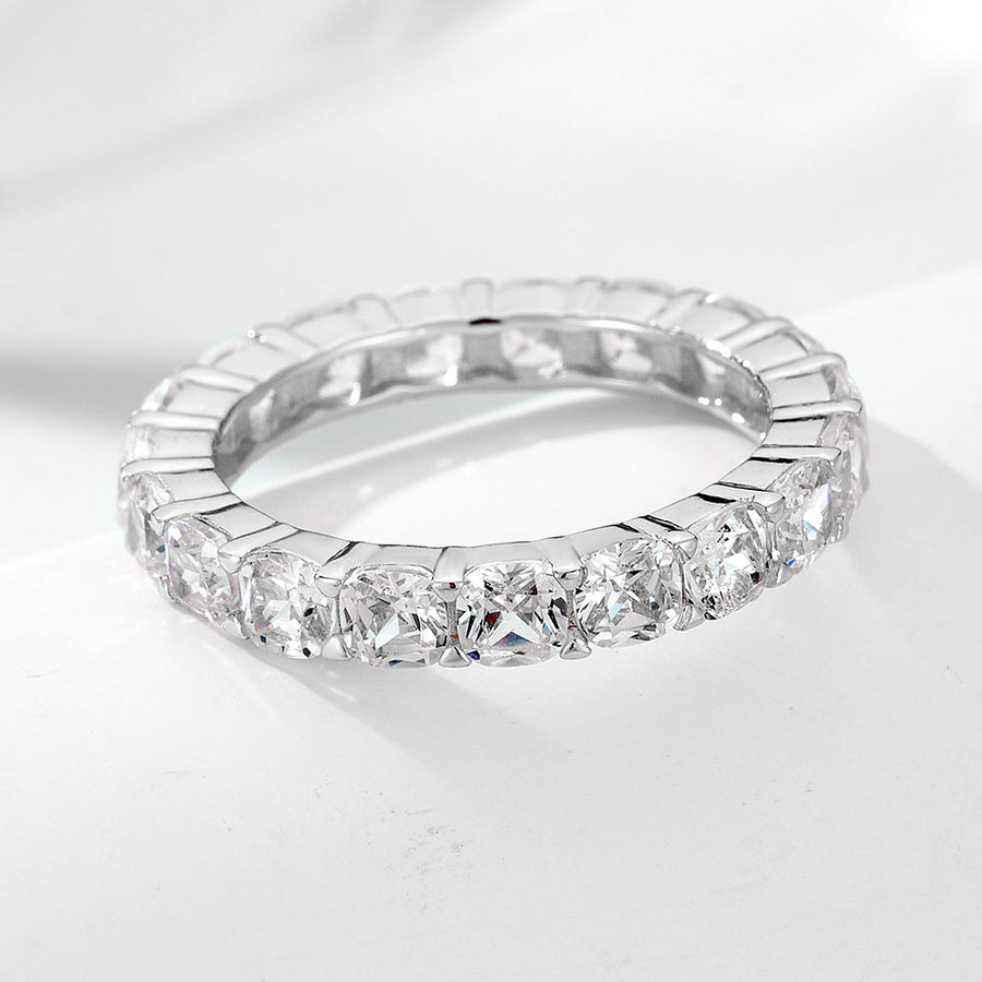 Classic Eternity Sterling Silver Wedding Band In Rose Golden Tone Shineofidamond