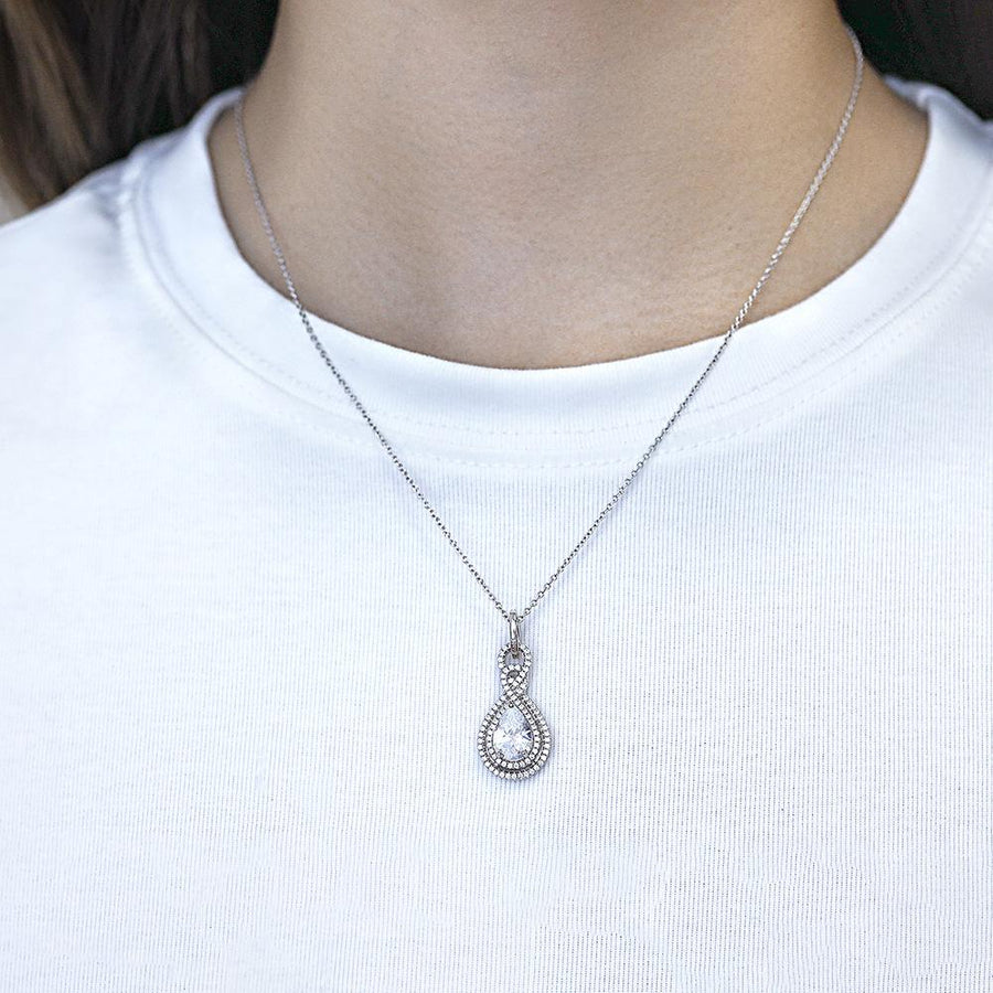 Halo Pear Cut Infinity Pendant Necklace Shineofidamond