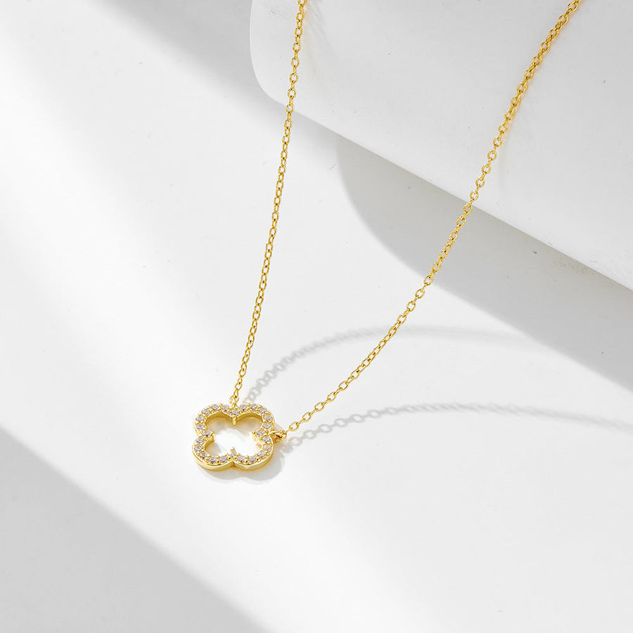 Hollow Four-leaf Clover Sterling Silver Necklace Carly Jewelry