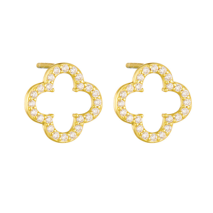 Four-leaf Clover Hollow Design Sterling Silver Earrings Carly Jewelry