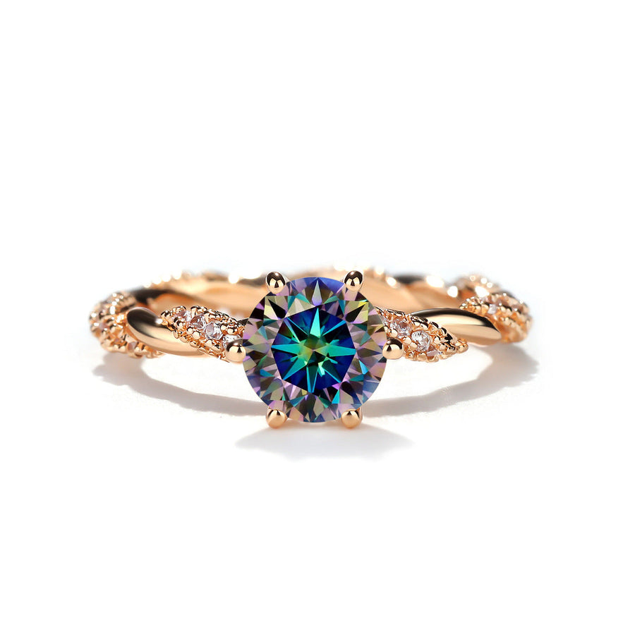 1 Carat Moissanite Twist Engagement Ring in Sterling Silver Shine of Diamond
