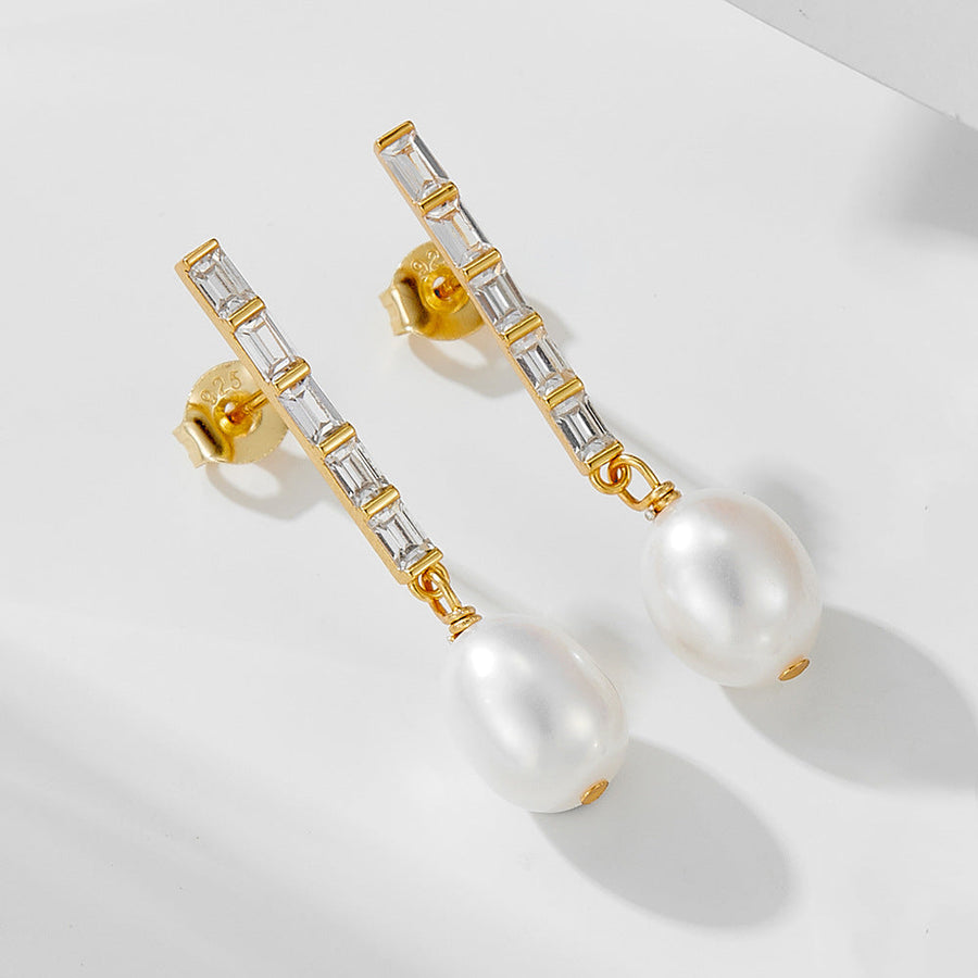 Elegant Pearls Sterling Silver Drop Earrings Carly Jewelry