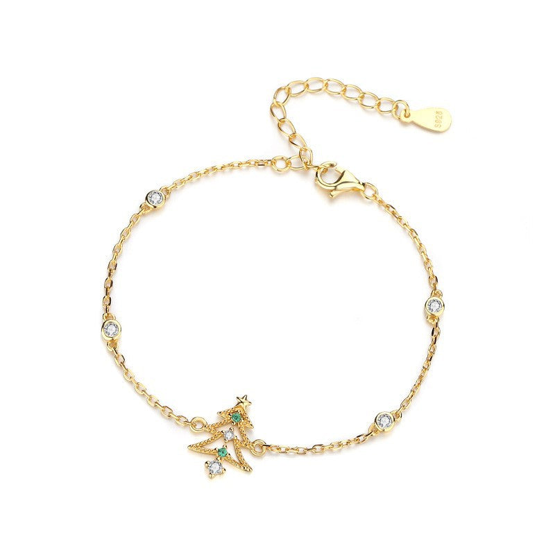Golden Tone Sterling Silver Christmas Bracelet Shine of Diamond