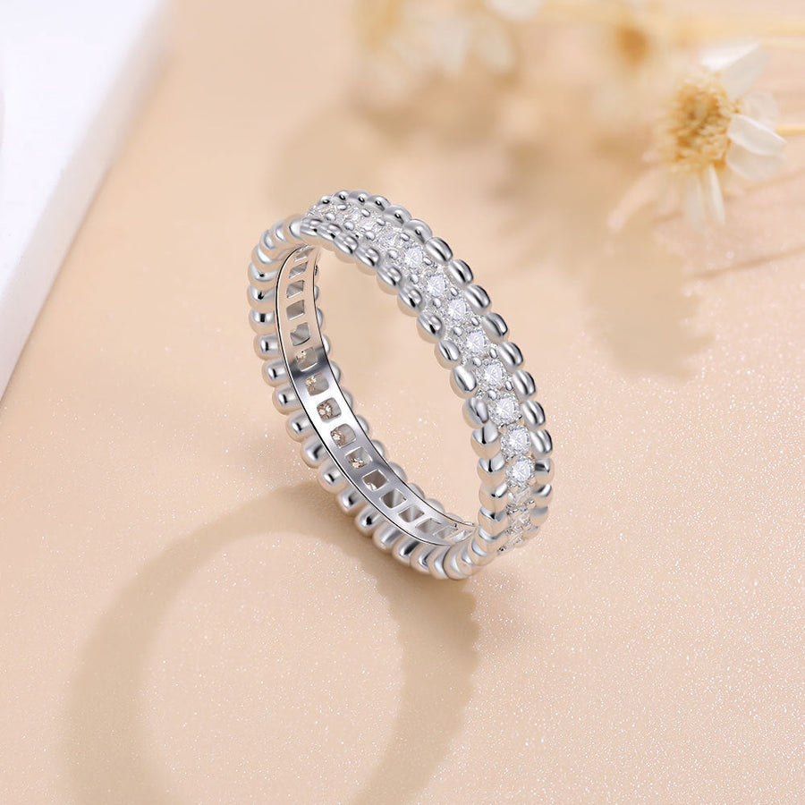 Round Cut Paved Moissanite 18k Gold Plated Band Carly Jewelry