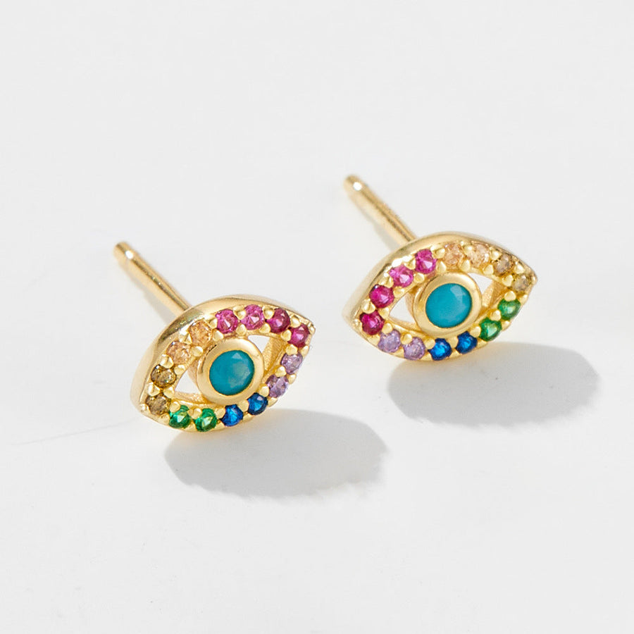 Evil Eye Sterling Silver Stud Earrings Carly Jewelry