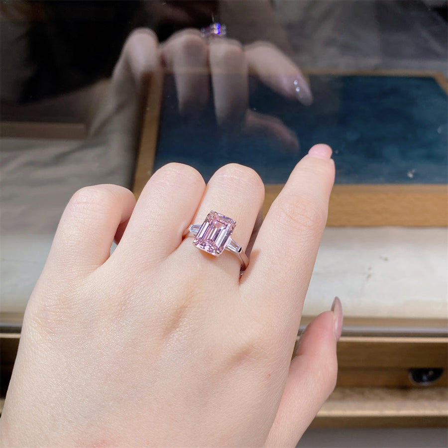 Pink Collection- Sterling Silver Engagement Ring Shine of Diamond