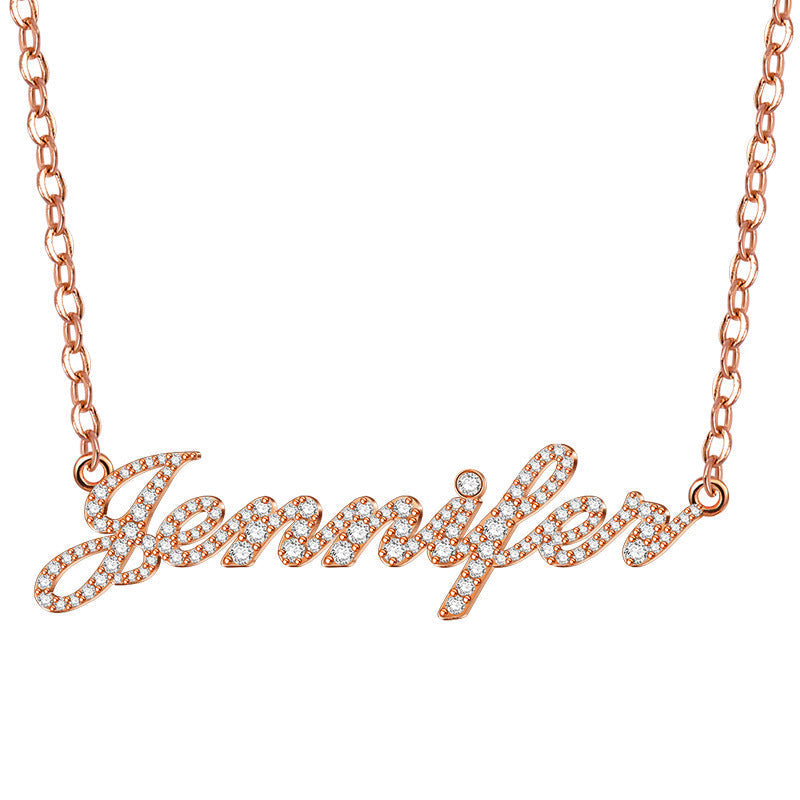 Personalized Full Pave Name Necklace in 925 Sterling Silver Shine of Diamond