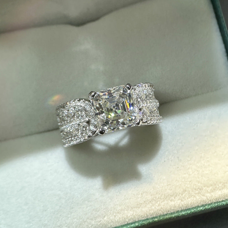 Handmade Asscher Cut 2.5ct Sterling Silver Engagement Ring Shine of Diamond