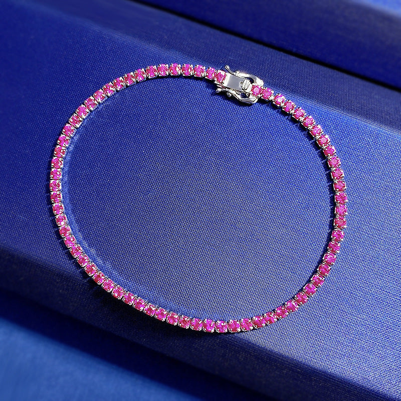 Women's Classic Multi-Color Tennis Bracelet in Sterling Silver Shineofdiamond