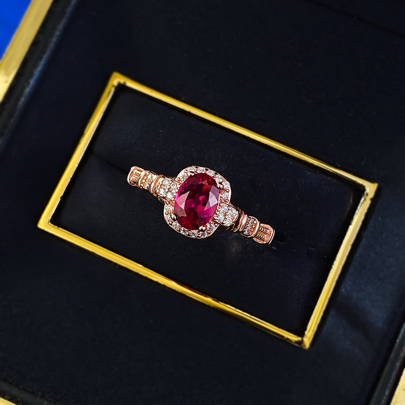 Vintage Design Ruby Oval Cut Sterling Silver Engagement Ring shineofdiamond