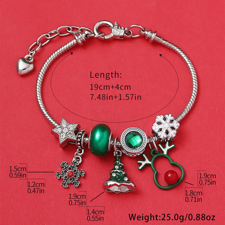 Cute Reindeer Snowflake Christmas Tree DIY Beaded Bracelet Shine of Diamond