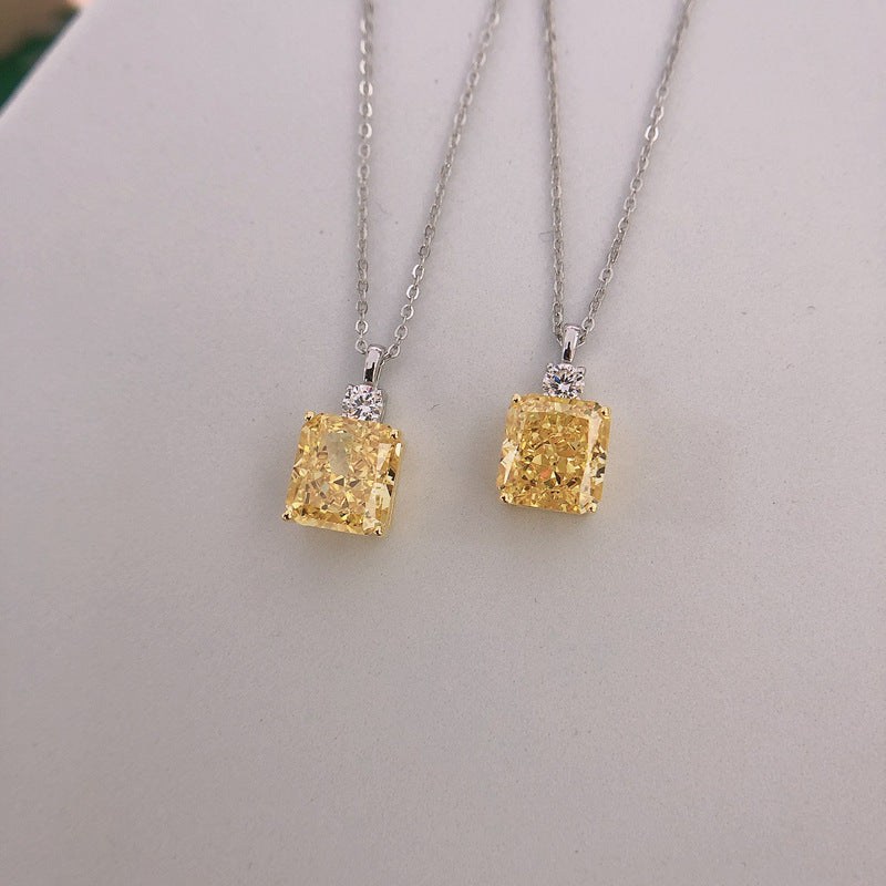 Stunning 4.5ct Yellow Pendant Necklace Carly Jewelry
