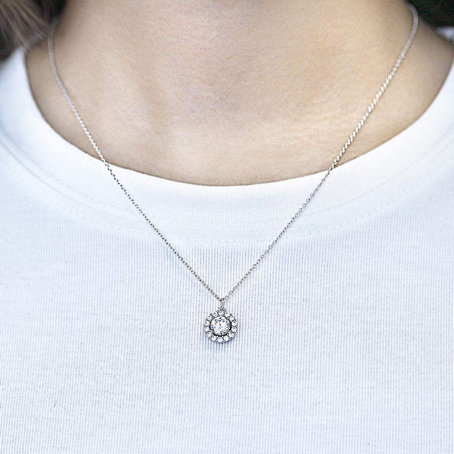 Round Cut Halo Pendant Necklace Shineofidamond