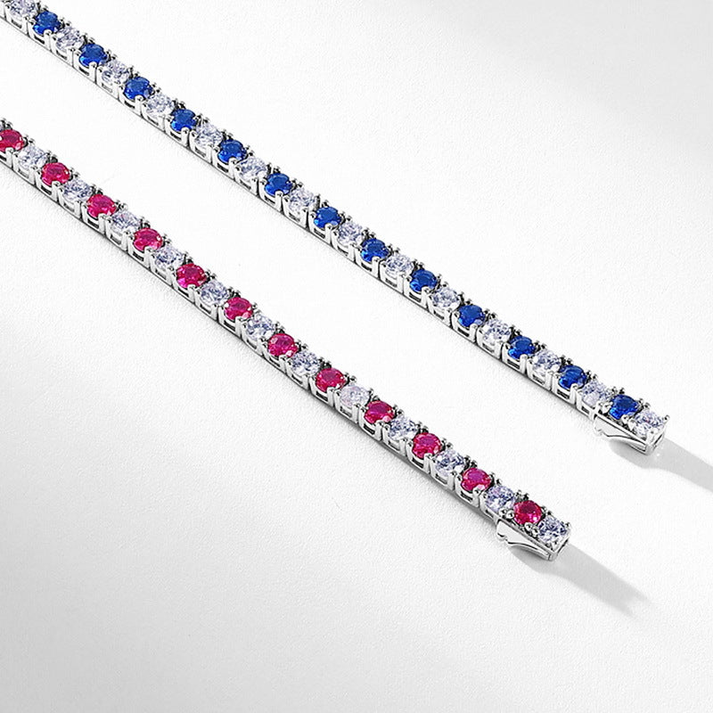 Round Cut Lab-Grown White & Ruby Tennis Bracelet For Women shine of diamond