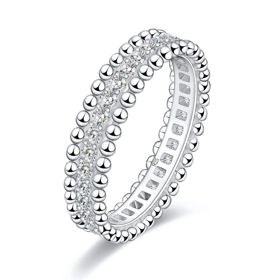 Round Cut Paved Moissanite 18k Gold Plated Band Carly Jewelry