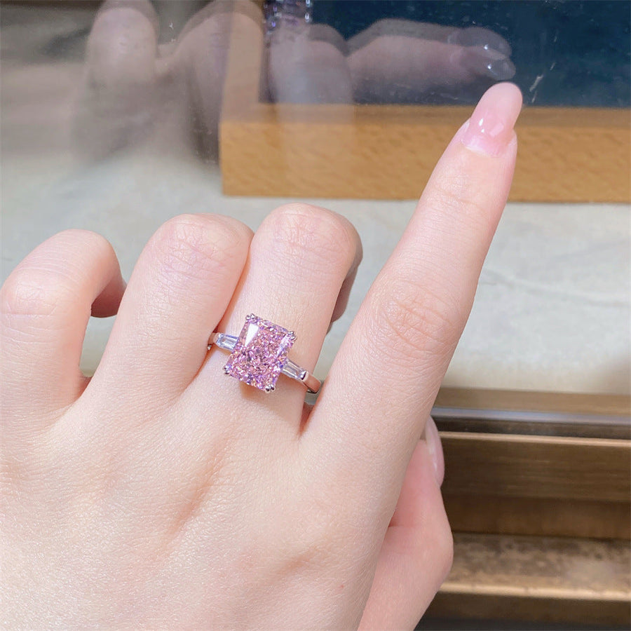 Pink Collection- Sterling Silver Engagement Ring Shine of Diamond