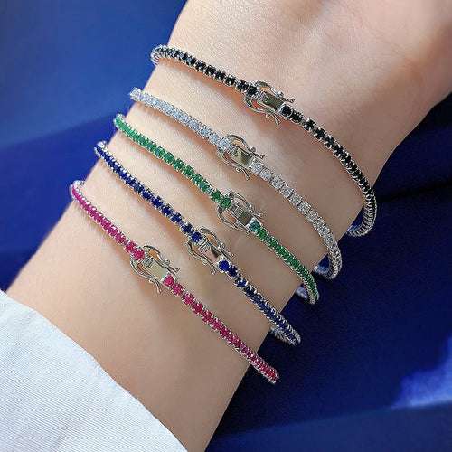 Women's Classic Multi-Color Tennis Bracelet in Sterling Silver Shineofdiamond