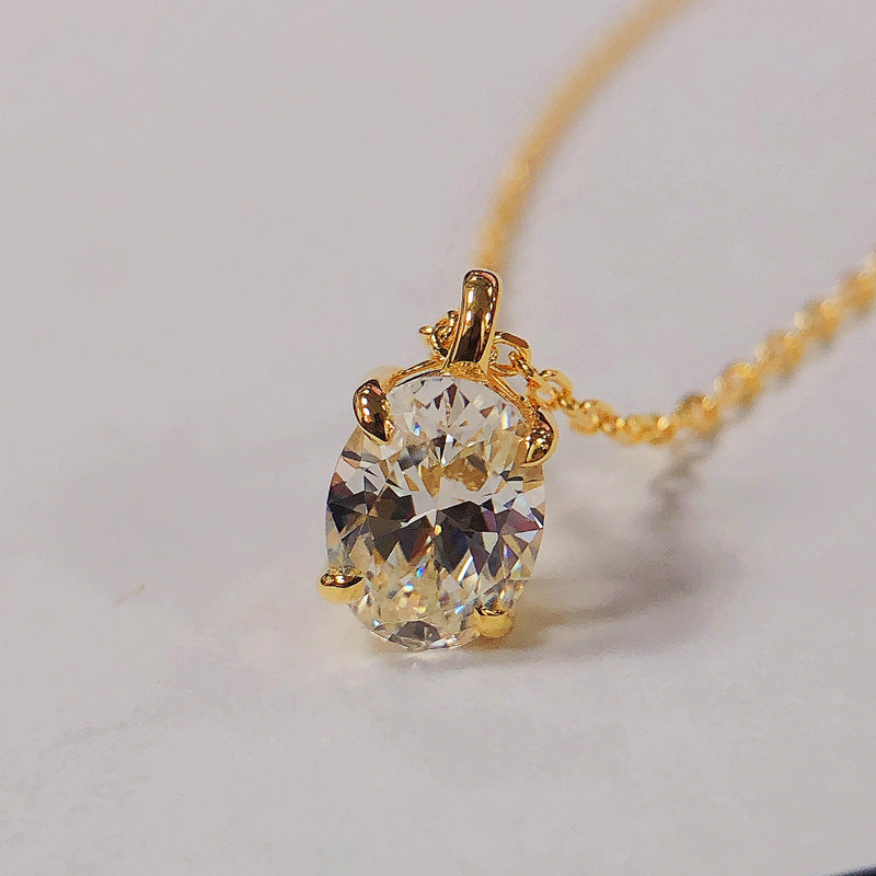 Gorgeous 1.5ct Oval Cut Sterling Silver Necklace Carly Jewelry
