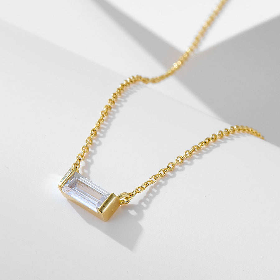 Simple design 925 Sterling Silver birth stone necklace Shine of Diamond