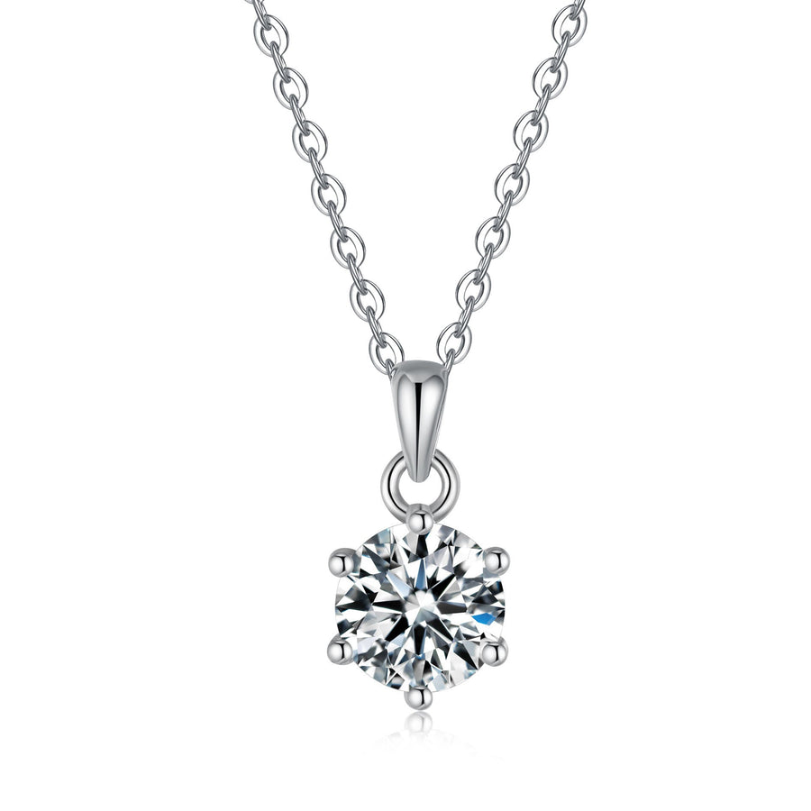 Timeless Deesign 6 Prong Moissanite Necklace Shine of Diamond