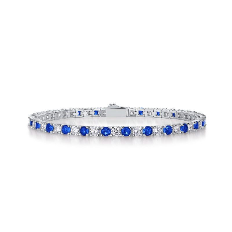 Round Cut Lab-Grown White & Ruby Tennis Bracelet For Women shine of diamond